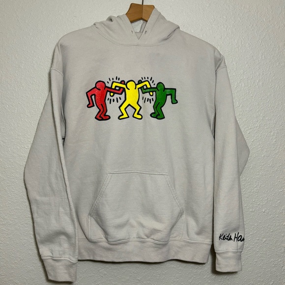 Keith Haring beige graphic, long sleeved hoodie with kangaroo pocket. Men’s M - Picture 2 of 6